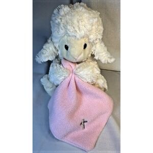 Demdaco Plush Lamb with Pink Blanket Cross EUC